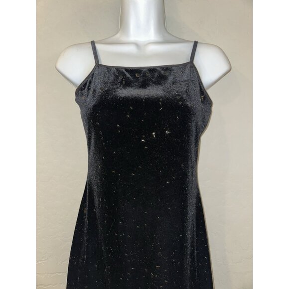 VTG 90's y2k Velvet liquid latex splattered bodycon Goth Dress Dark Fairy Prom M - Picture 5 of 11